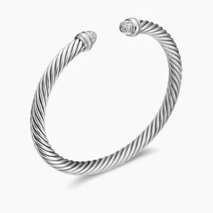 David Yurman Classic Cable Bracelet with Sterling Silver Pave Diamond Domes